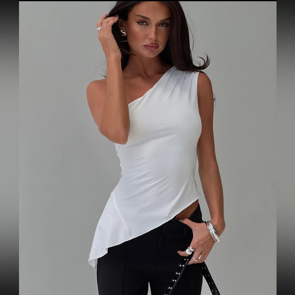 Princess Polly Vulnerable One Shoulder Top White
